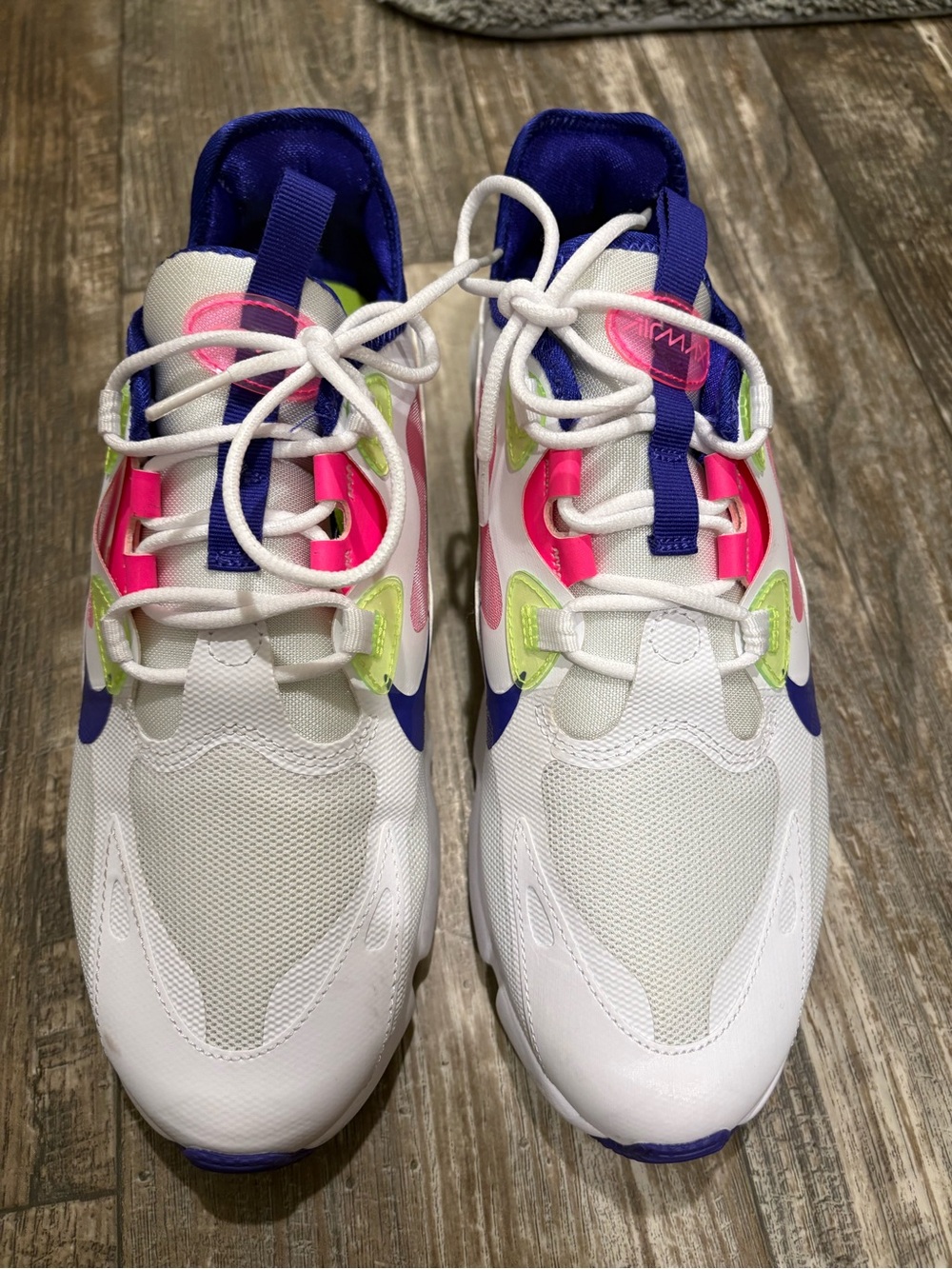 Womens White Athletic Sneakers with Pink & Purple Accents